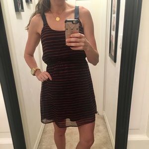 Xhilaration orange and blue stripe dress medium